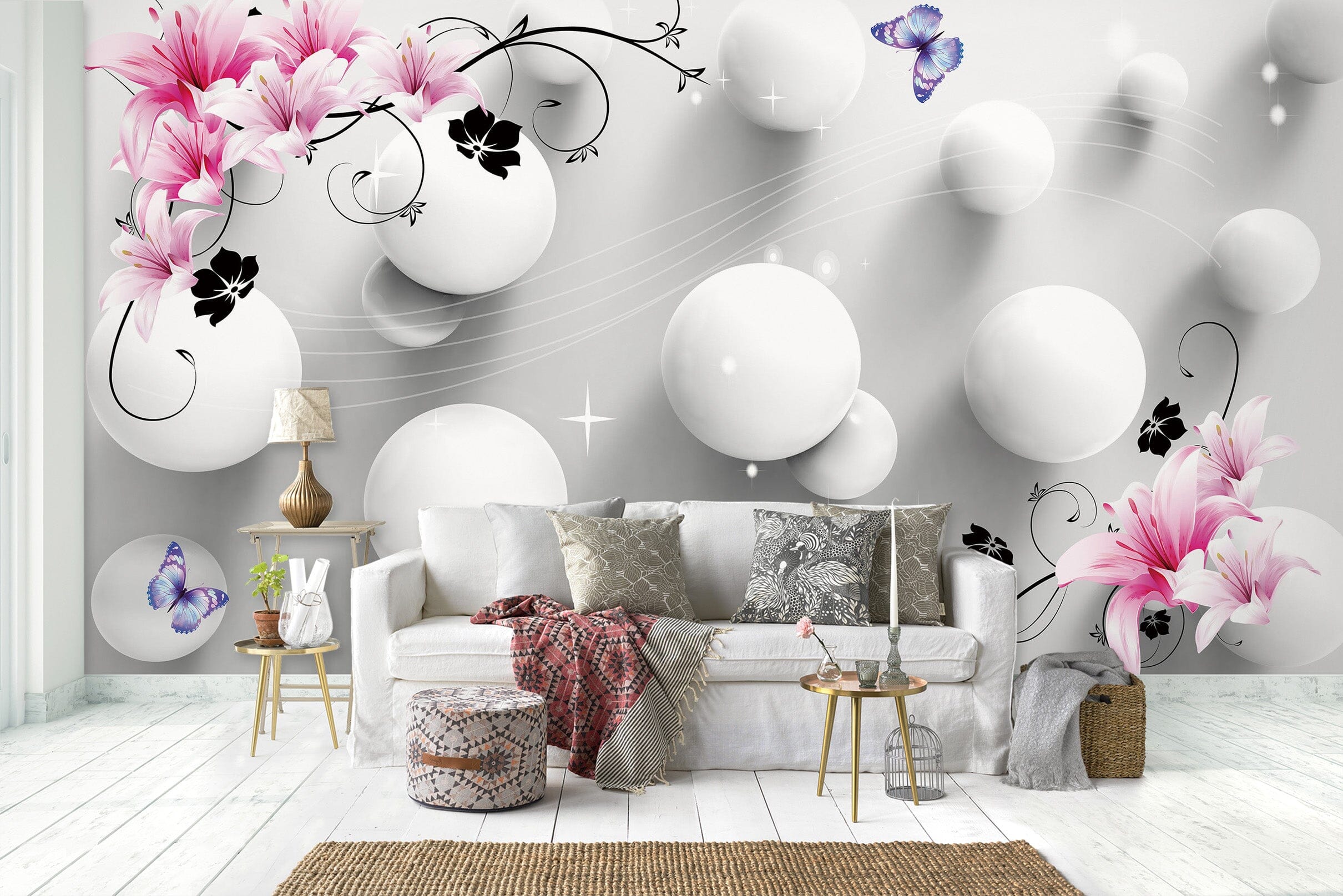 3D White Sphere 1412 Wall Murals Wallpaper AJ Wallpaper 2 