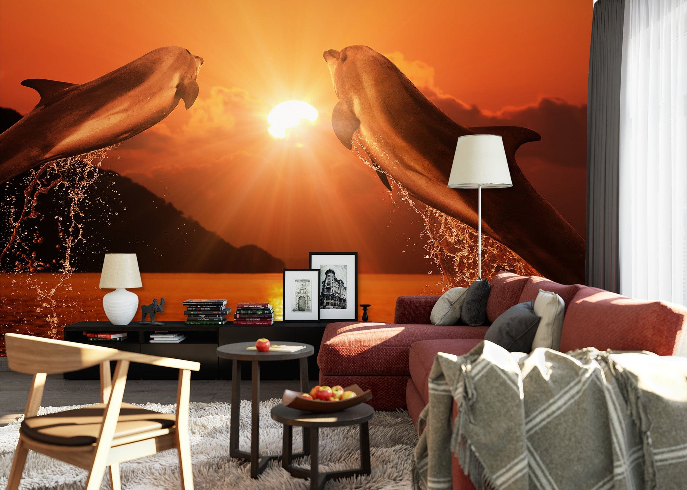 3D Sunset Dolphin 2003 Wall Murals Wallpaper AJ Wallpaper 2 