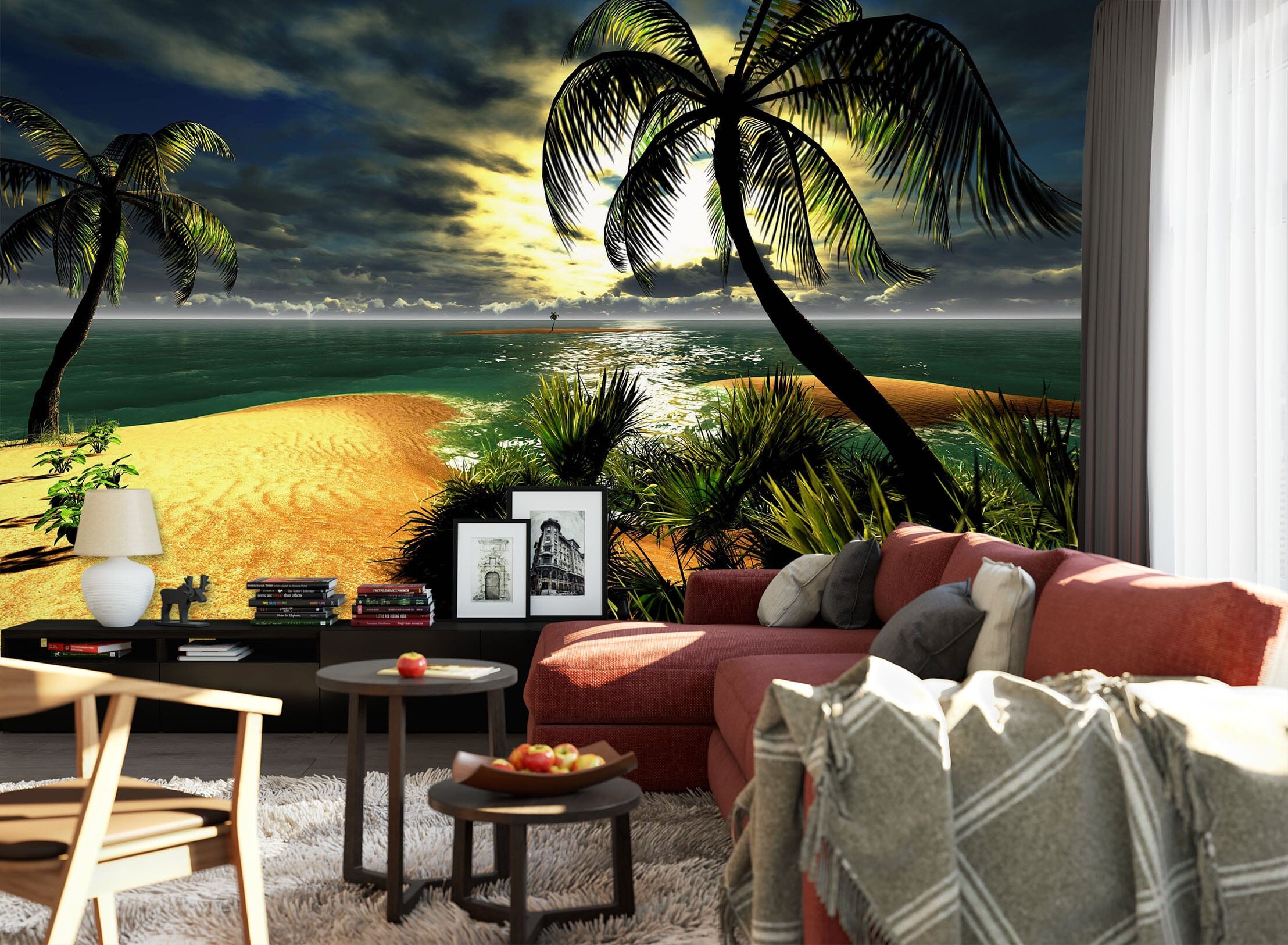 3D Coconut Tree Beach 1104 Wall Murals Wallpaper AJ Wallpaper 2 