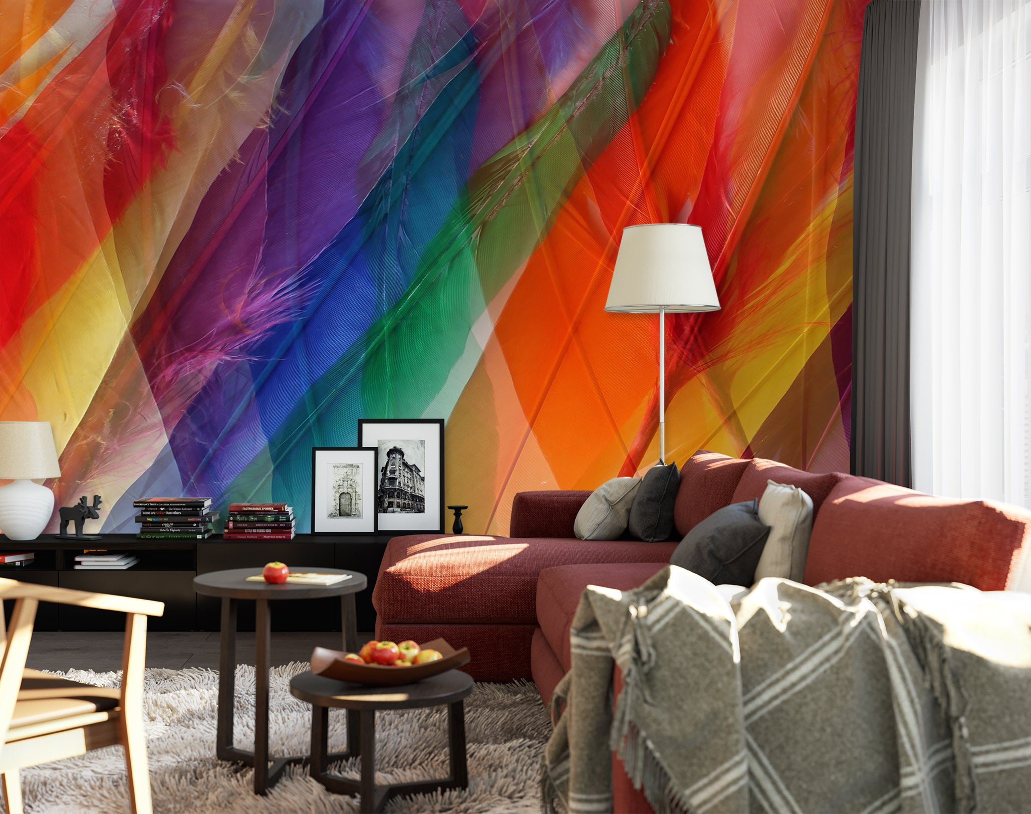 3D Colored Feathers 70101 Shandra Smith Wall Mural Wall Murals