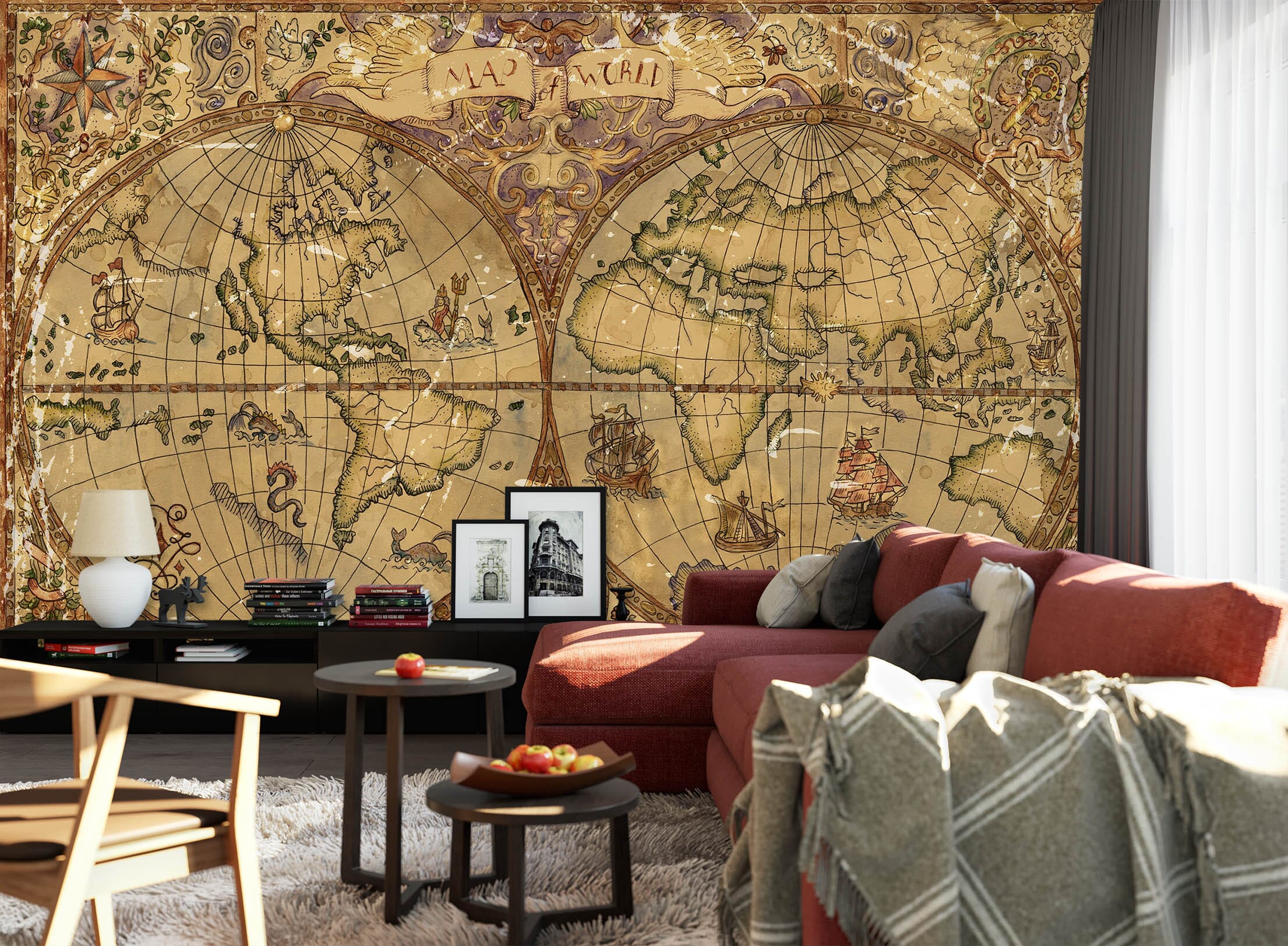 3D Sketch Pattern 2069 World Map Wall Murals Wallpaper AJ Wallpaper 2 