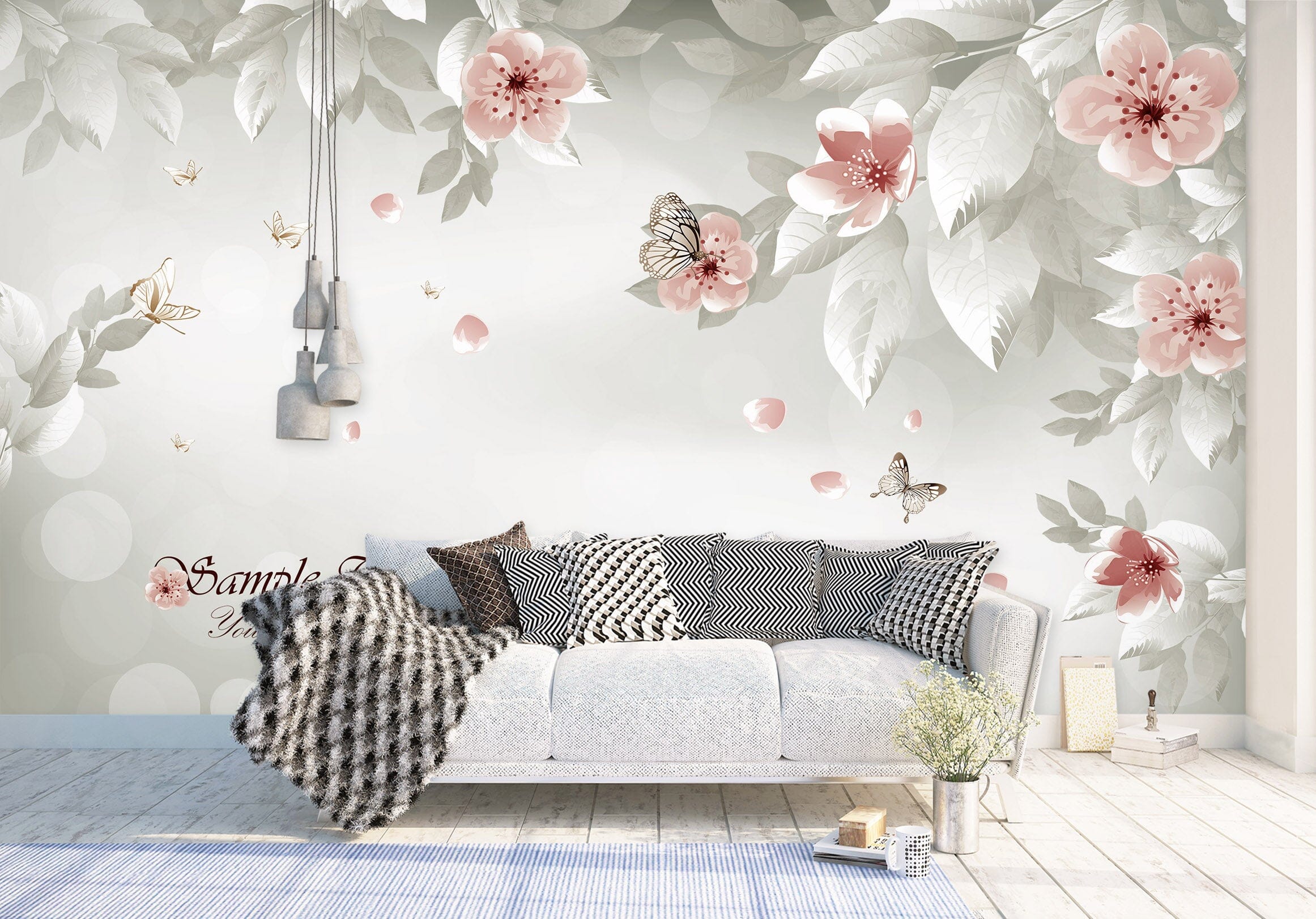 3D Pink Flowers 2054 Wall Murals Wallpaper AJ Wallpaper 2 