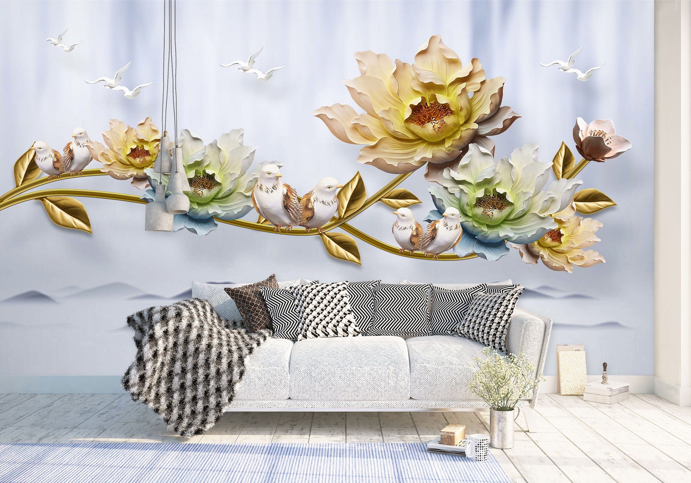 3D Carving Flowers 2064 Wall Murals Wallpaper AJ Wallpaper 2 