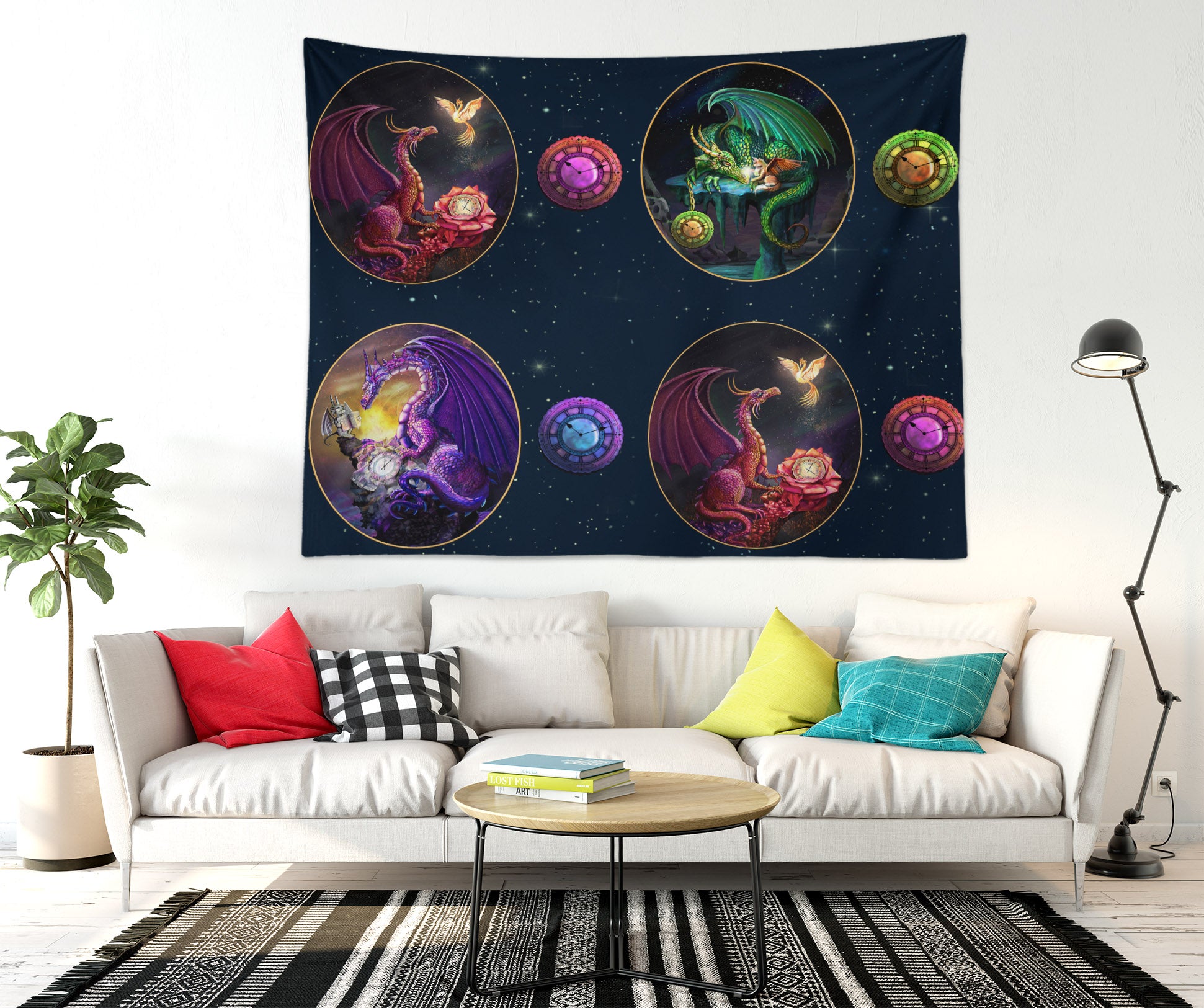 3D Dragon Wings 947 Rose Catherine Khan Tapestry Hanging Cloth Hang