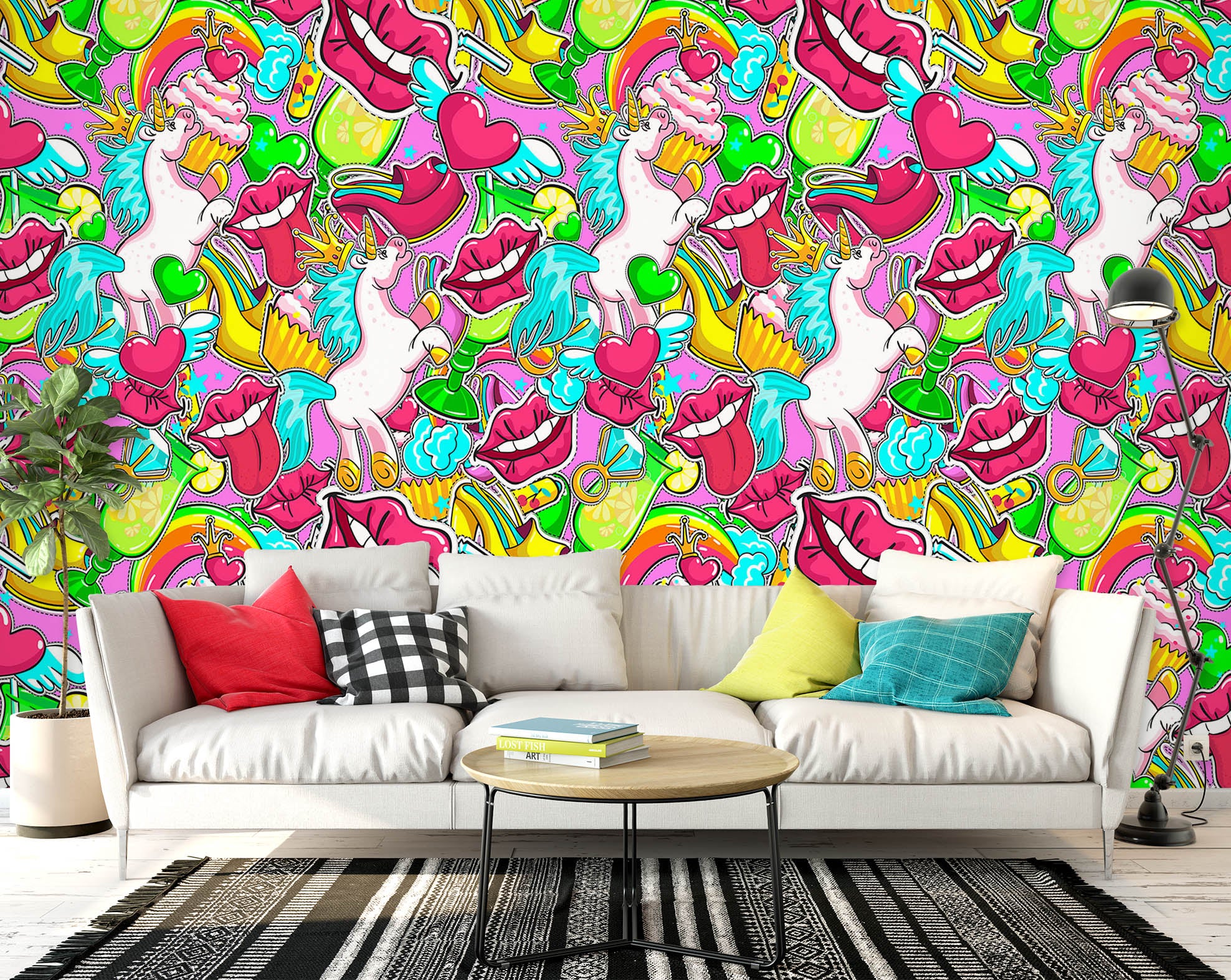 3D Unicorn Dessert Lips 58017 Wall Murals