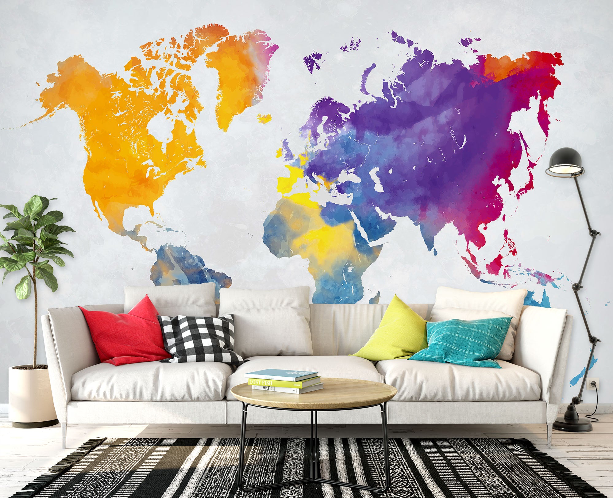 3D Color Graffiti 2012 World Map Wall Murals