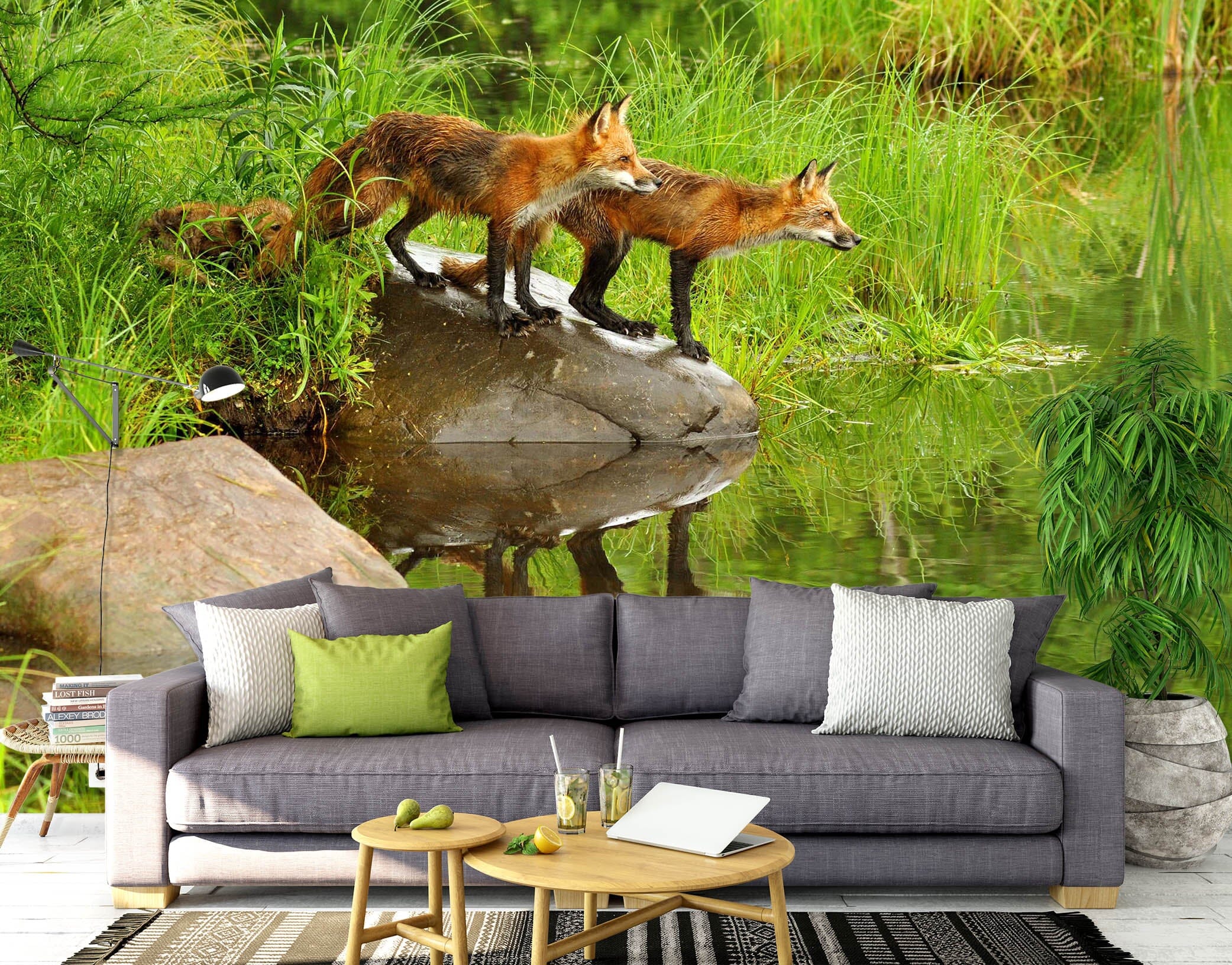 3D River Fox 2063 Wall Murals Wallpaper AJ Wallpaper 2 