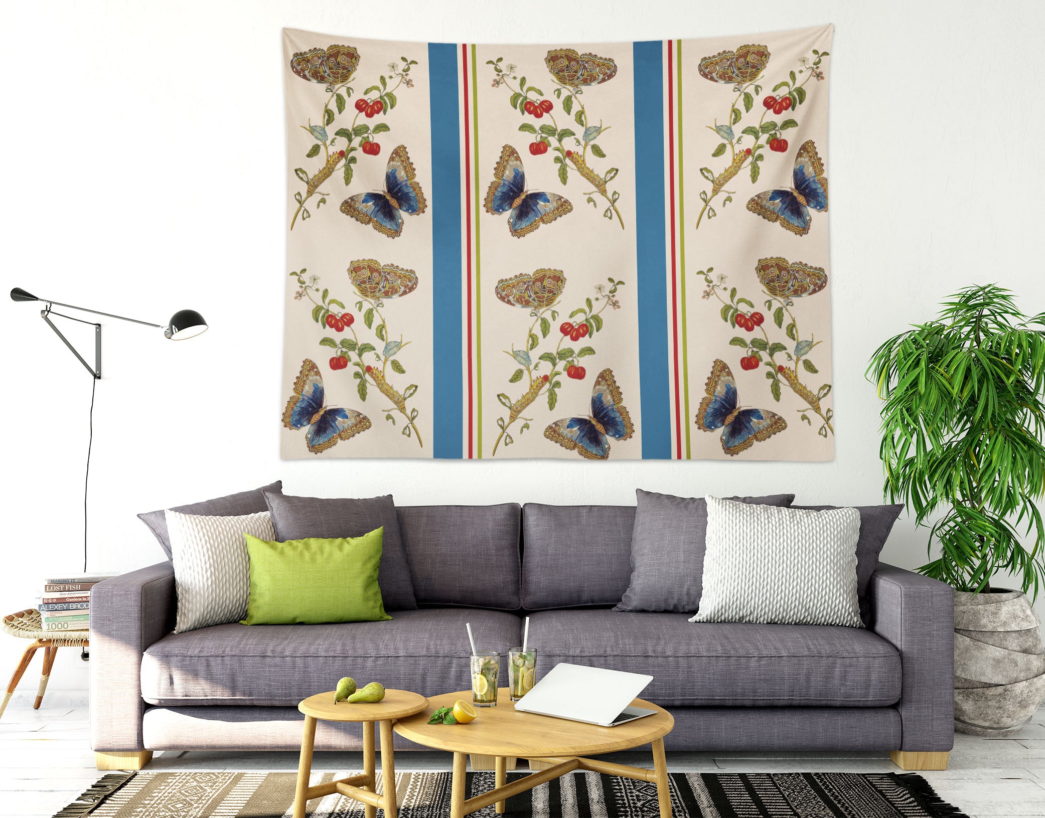 3D Blue Butterfly 5355 Uta Naumann Tapestry Hanging Cloth Hang