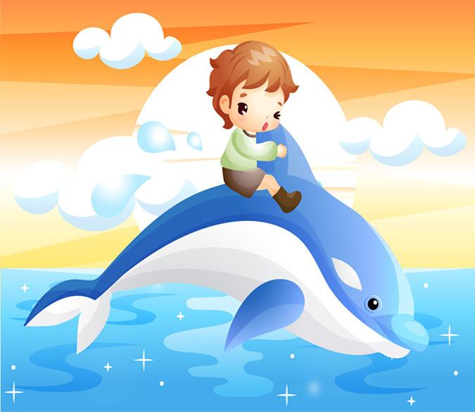 3D Boy Riding Dolphin 353 Wallpaper AJ Wallpaper 
