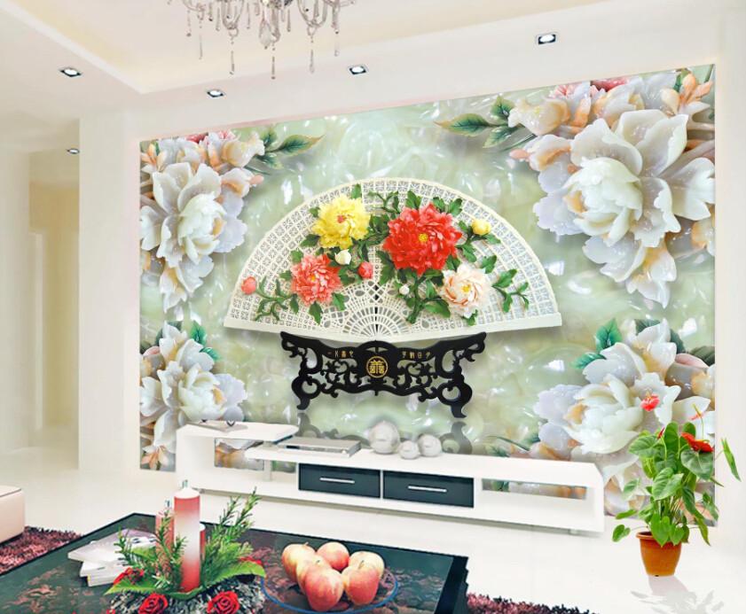 3D Stereoscopic Fan Flower Wallpaper AJ Wallpaper 1 