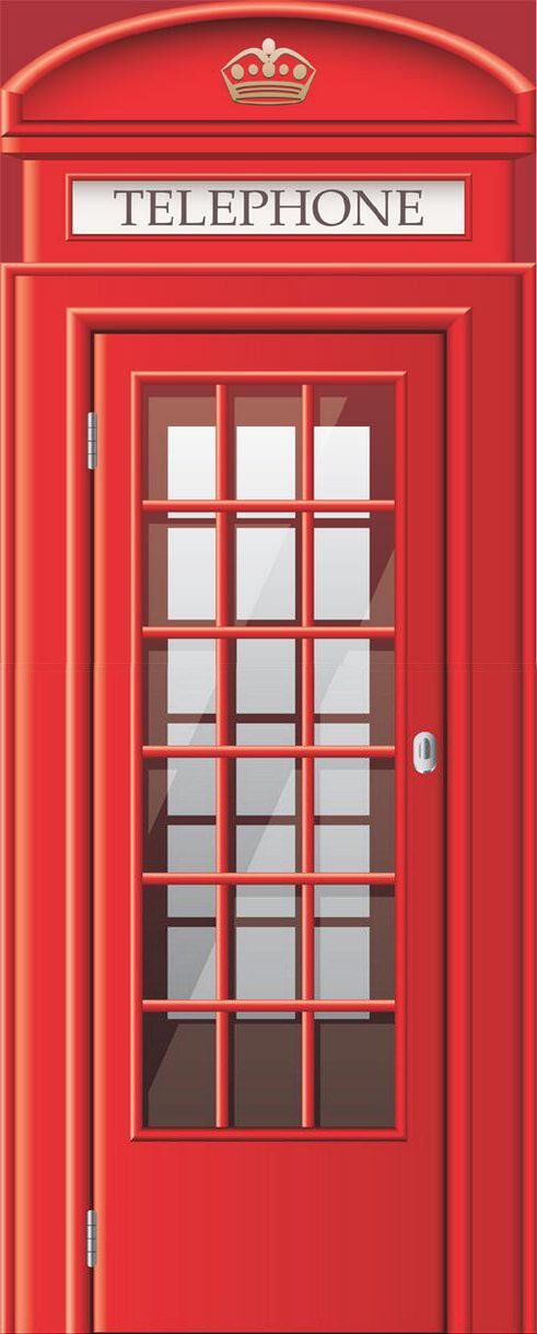 3D red Telephone booth door mural Wallpaper AJ Wallpaper 