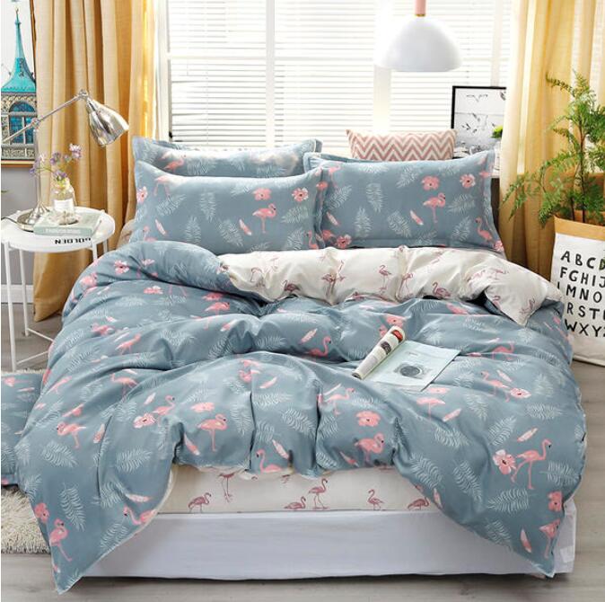 3D Gray-Green Background Flamingo 2009 Bed Pillowcases Quilt