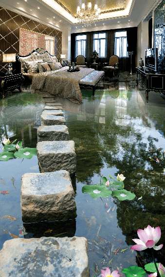 3D Pond Road 080 Floor Mural Wallpaper AJ Wallpaper 2 