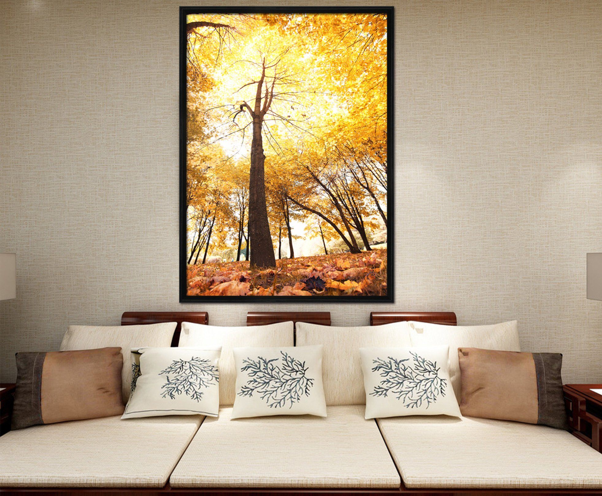 3D Beautiful Maple 020 Fake Framed Print Painting Wallpaper AJ Creativity Home 