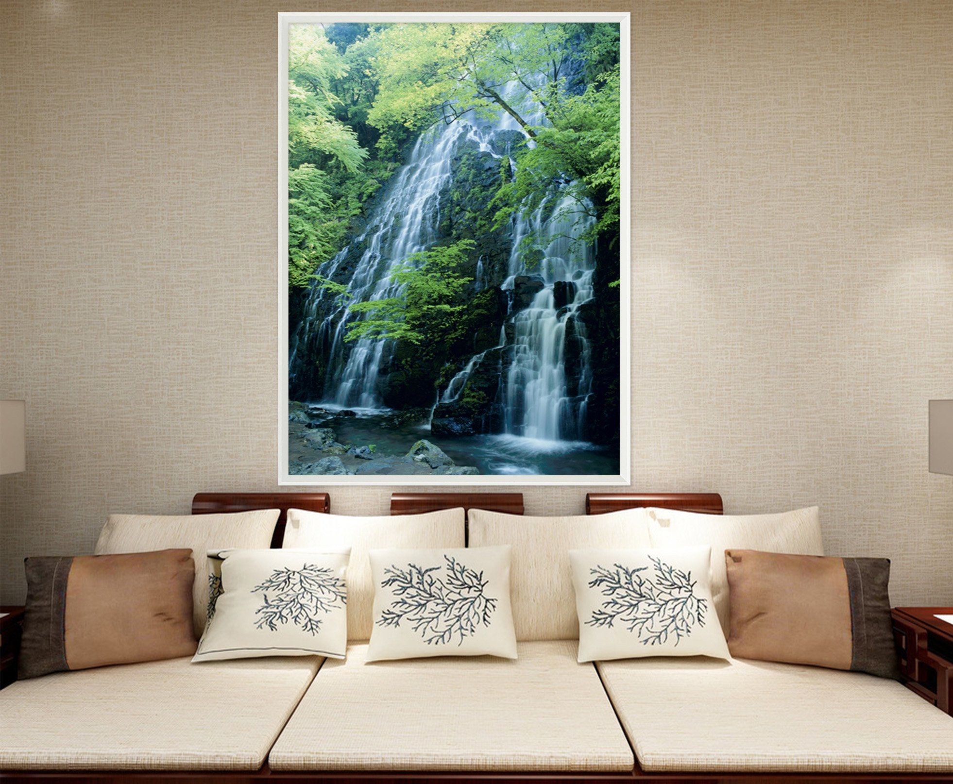 3D Precipitous Waterfall 145 Fake Framed Print Painting Wallpaper AJ Creativity Home 