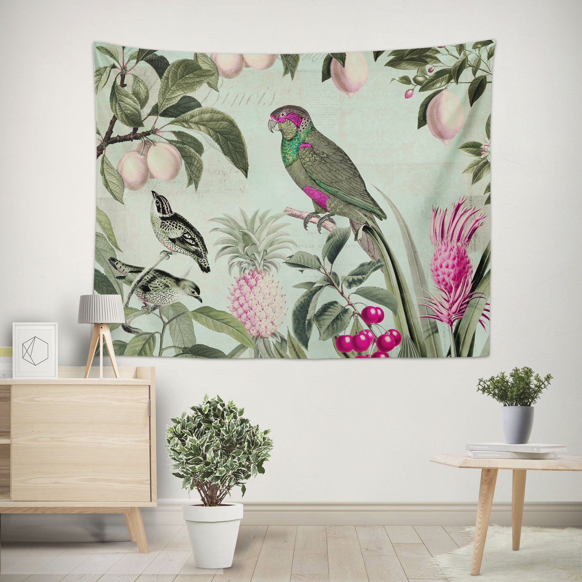 3D Parrot Lemon Pineapple 11847 Andrea haase Tapestry Hanging Cloth Hang