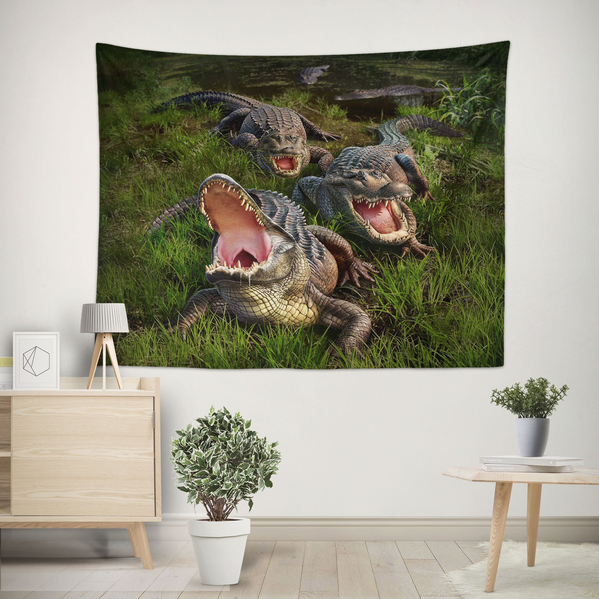 3D Field Crocodile 1014 Jerry LoFaro Tapestry Hanging Cloth Hang