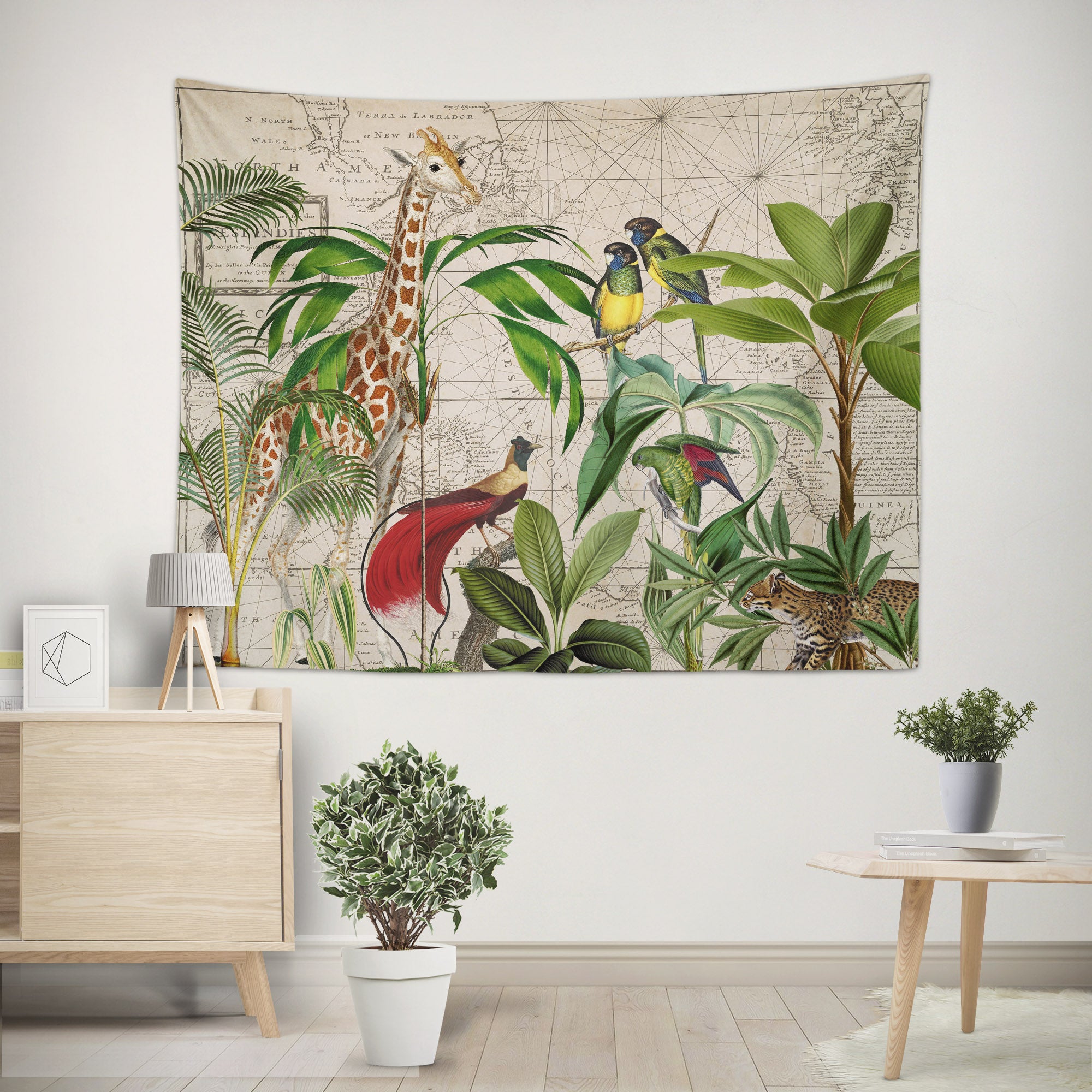 3D Giraffe Bird Grove 11874 Andrea haase Tapestry Hanging Cloth Hang