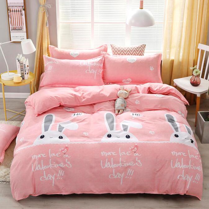 3D Pink Bottom White Rabbit 2011 Bed Pillowcases Quilt