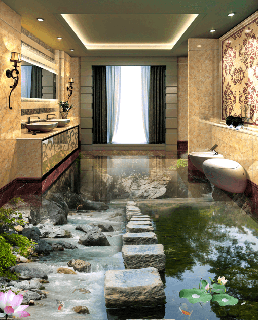 3D Stepping Stone 312 Floor Mural Wallpaper AJ Wallpaper 2 