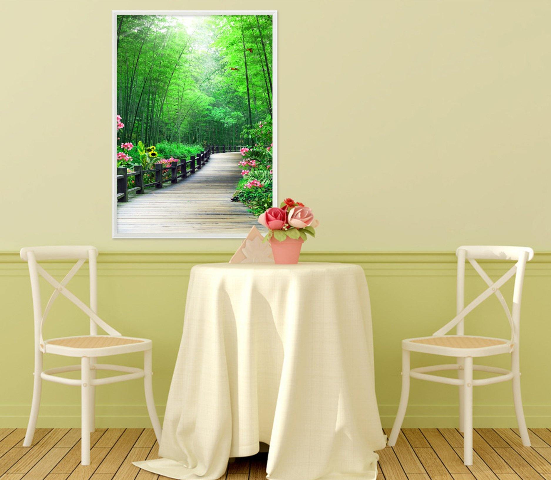 3D Pathway Bamboo Forest 067 Fake Framed Print Painting Wallpaper AJ Creativity Home 