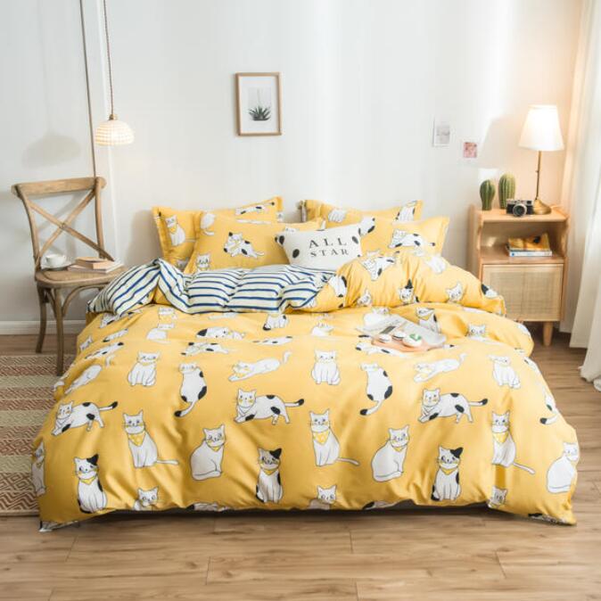 3D Yellow Bottom Cat 4071 Bed Pillowcases Quilt