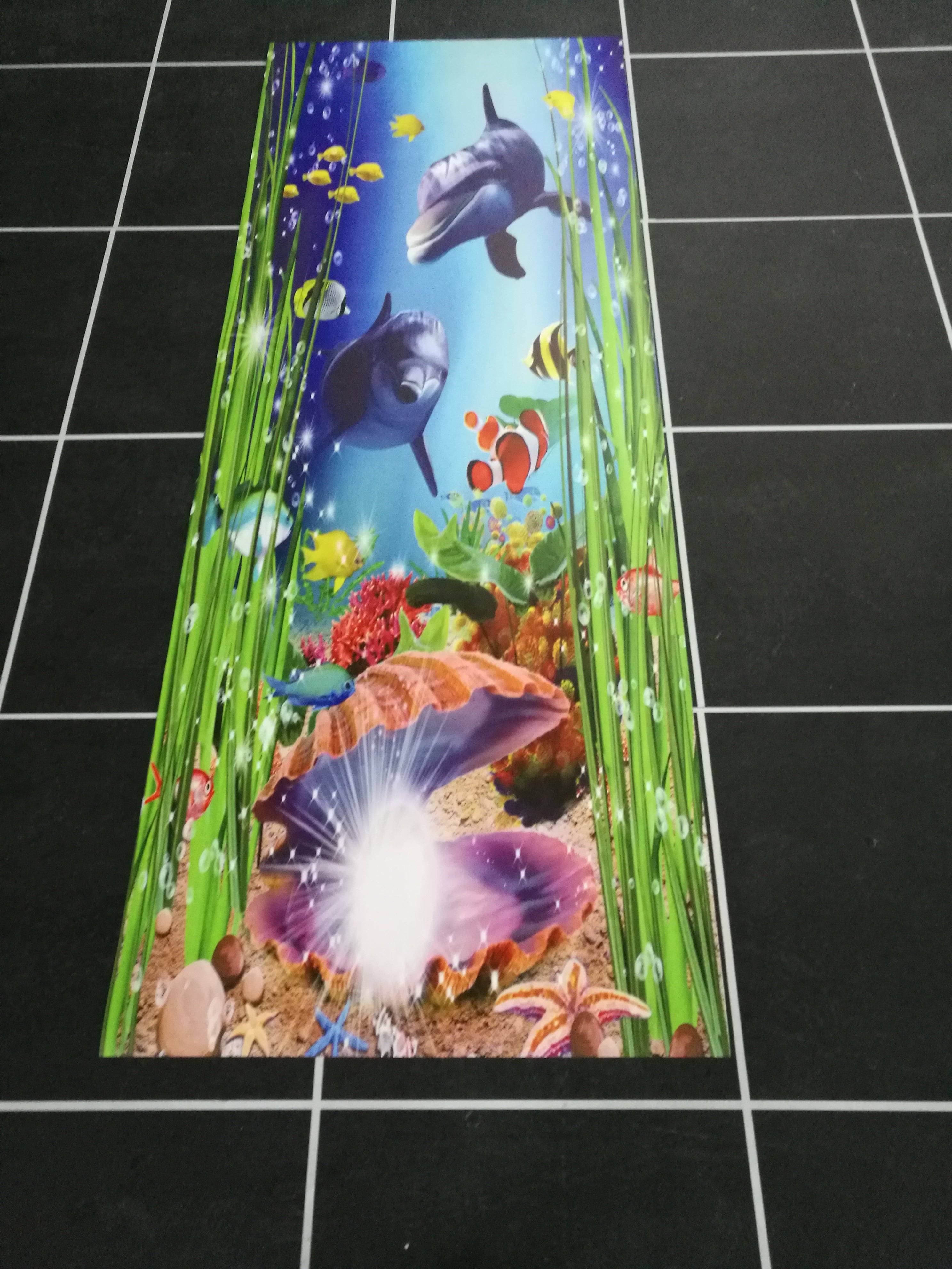 3D dolphin seaweed seabed door mural Wallpaper AJ Wallpaper 