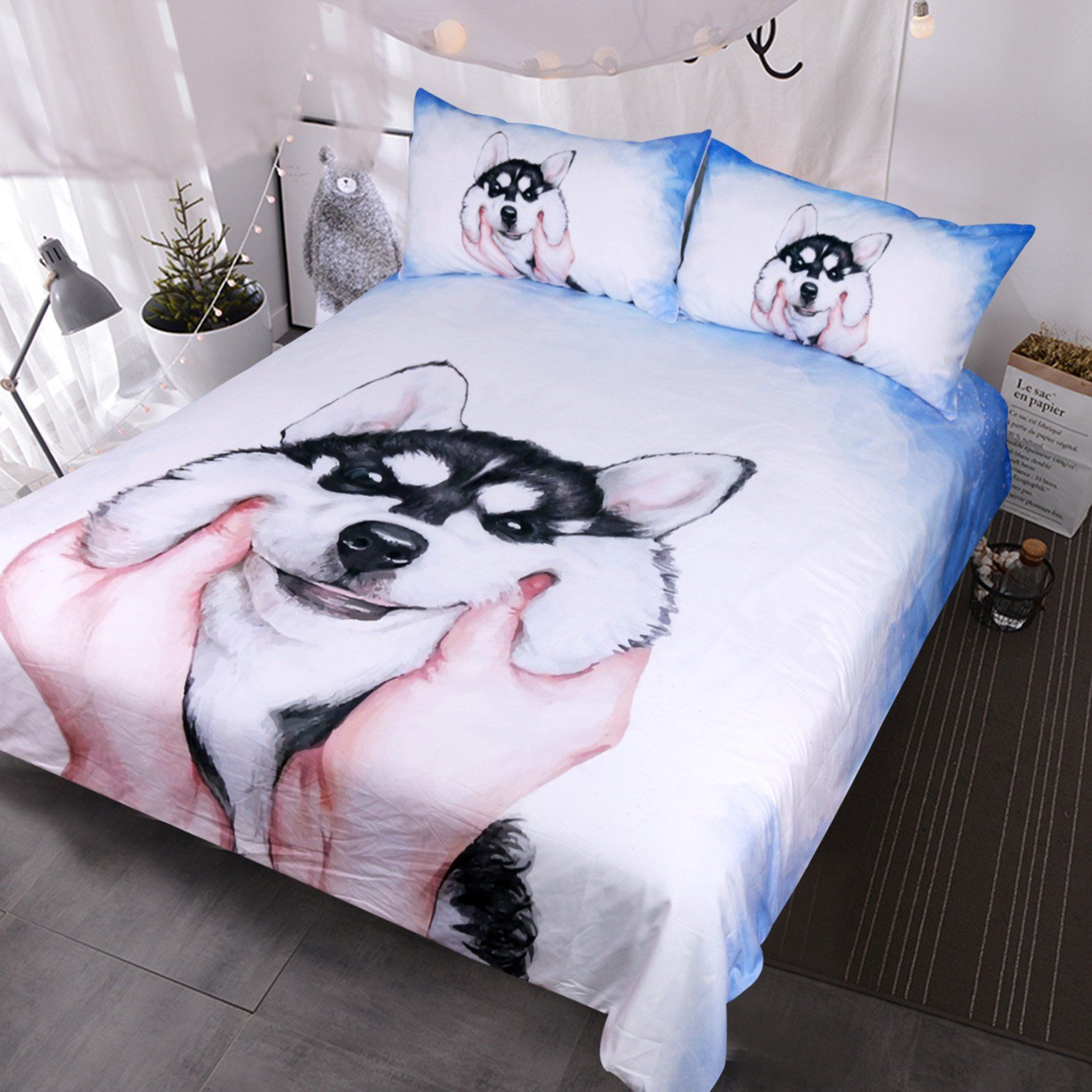 3D Blue Husky 162 Bed Pillowcases Quilt Wallpaper AJ Wallpaper 