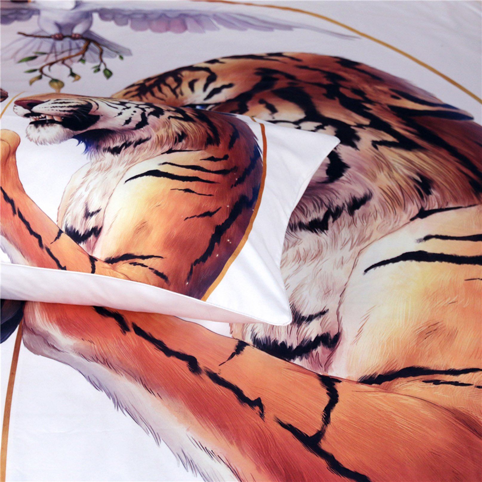 3D White Peace Tiger 142 Bed Pillowcases Quilt Wallpaper AJ Wallpaper 