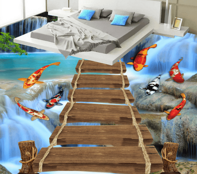 3D Wooden Bridge 306 Floor Mural Wallpaper AJ Wallpaper 2 