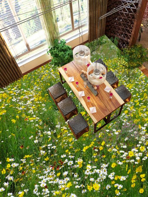 3D Lush Wildflowers Floor Mural Wallpaper AJ Wallpaper 2 