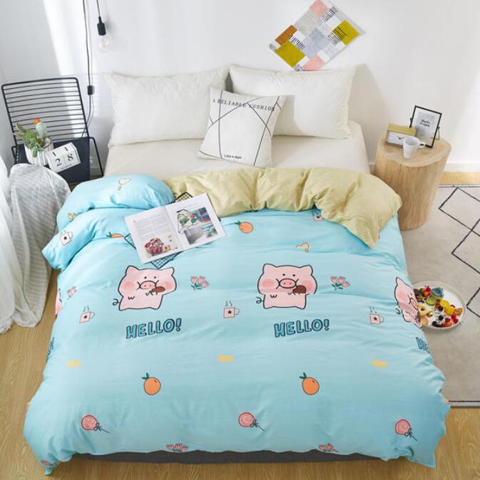 3D Light Blue Bottom Cartoon Pig 3029 Bed Pillowcases Quilt
