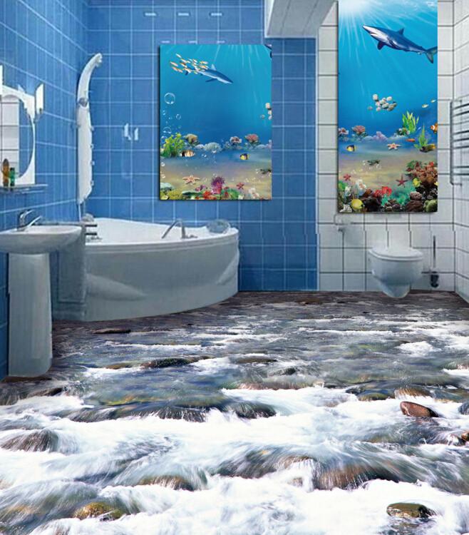 3D Lively Stream Floor Mural Wallpaper AJ Wallpaper 2 