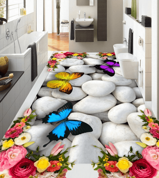 3D White Stone 024 Floor Mural Wallpaper AJ Wallpaper 2 