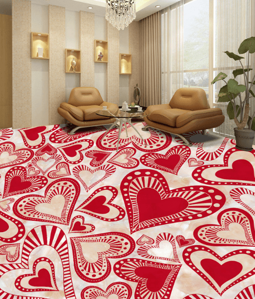 3D Red Love Heart 242 Floor Mural Wallpaper AJ Wallpaper 2 