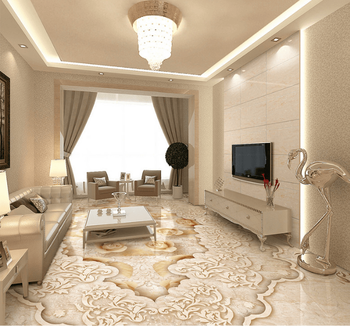3D Golden Flower 070 Floor Mural Wallpaper AJ Wallpaper 2 