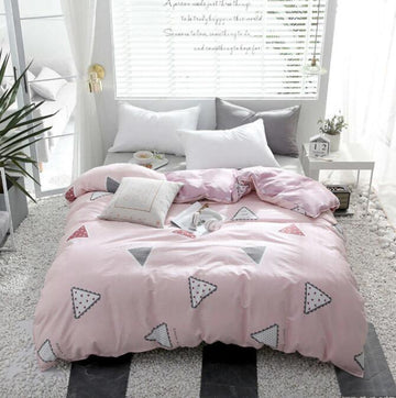 3D Pink Bottom Triangle 3190 Bed Pillowcases Quilt