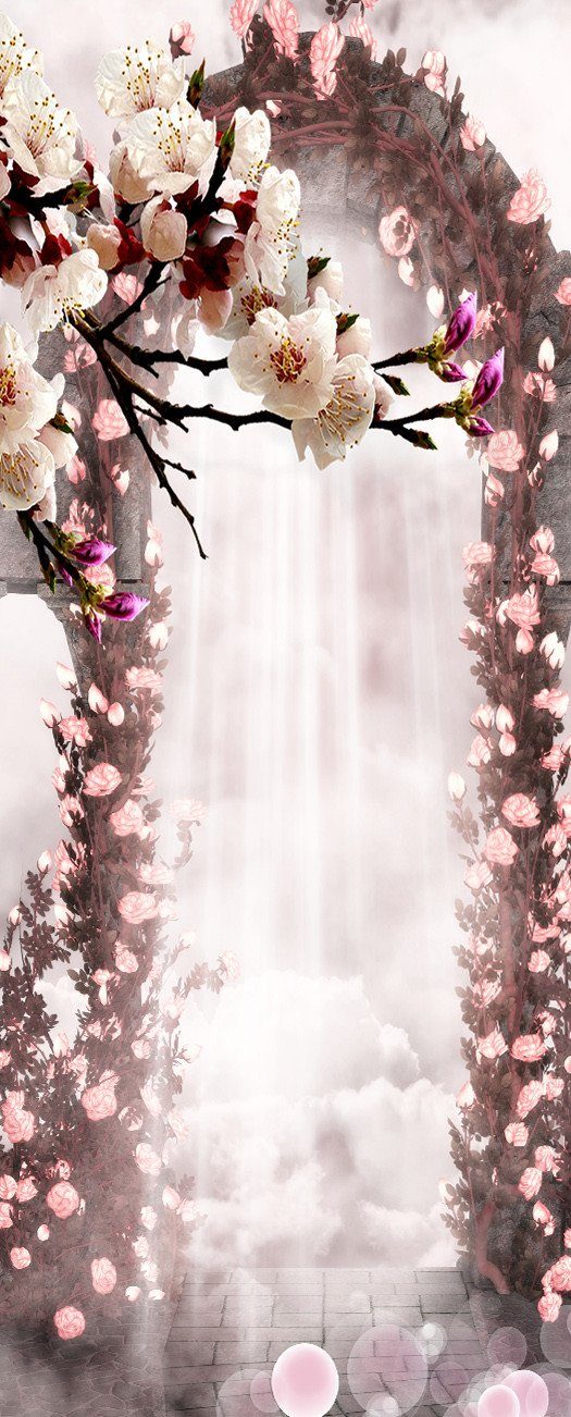 3D beautiful flowers arch 45 door mural Wallpaper AJ Wallpaper 