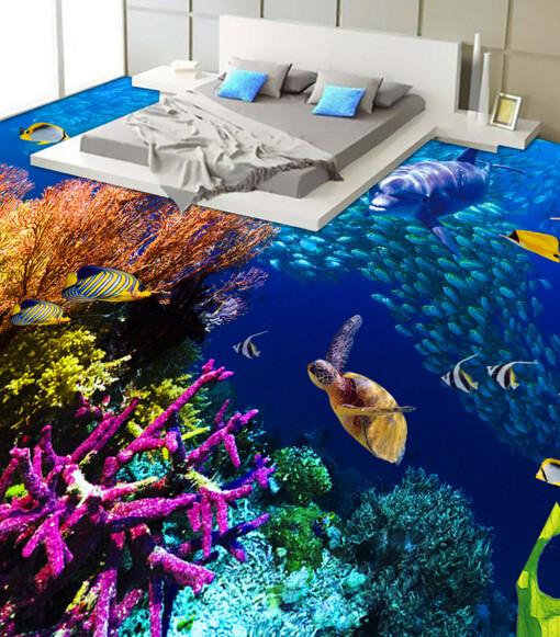 3D Sea Bottom Corals Floor Mural Wallpaper AJ Wallpaper 2 