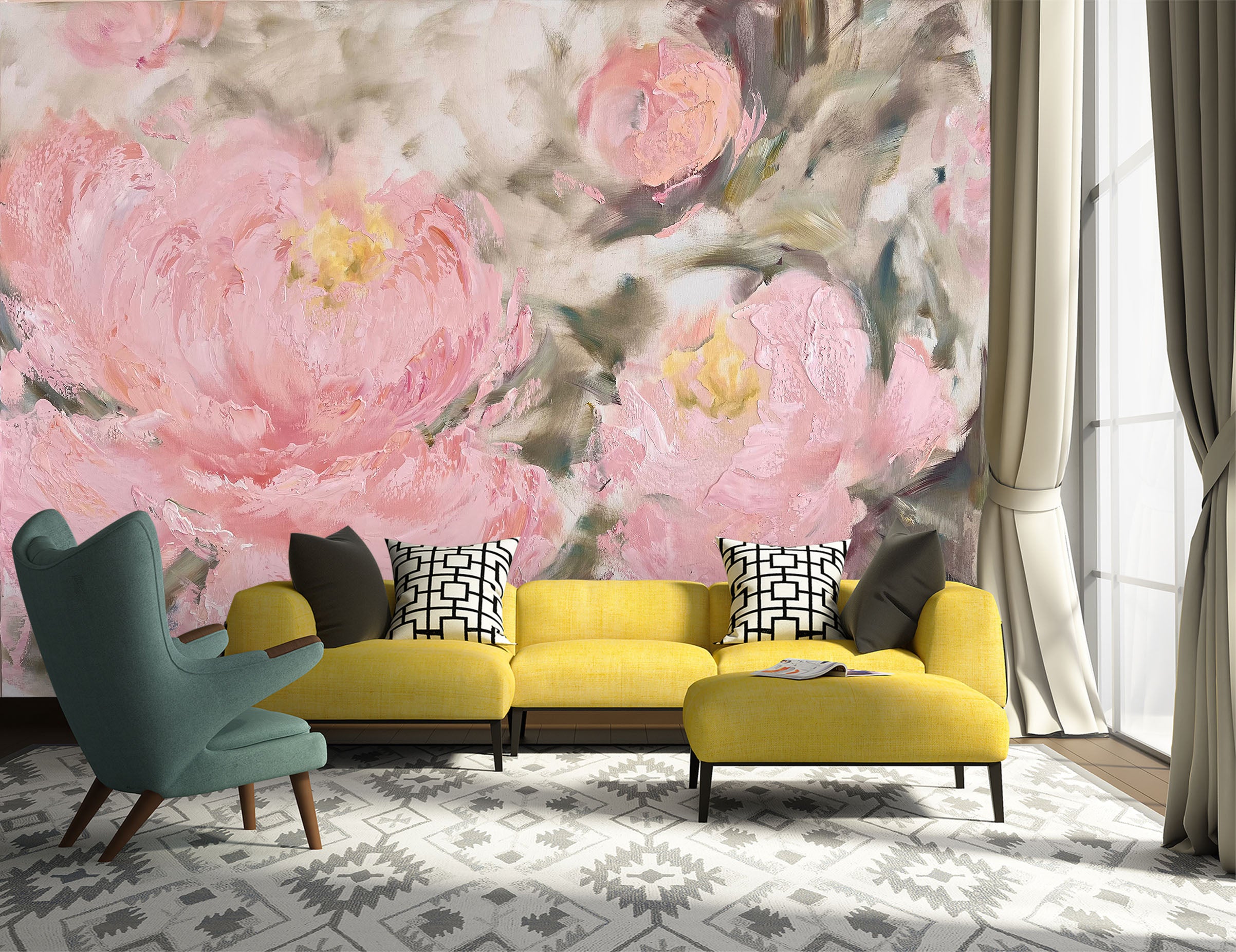3D Pink Flowers 3101 Skromova Marina Wall Mural Wall Murals