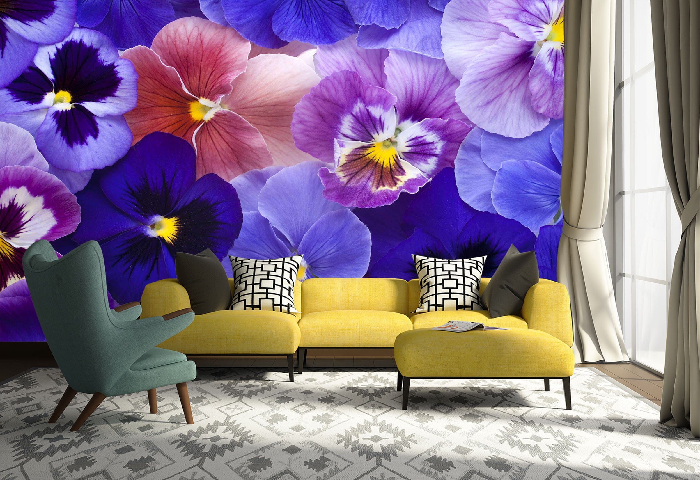 3D Purple Flowers 1015 Wall Murals Wallpaper AJ Wallpaper 2 