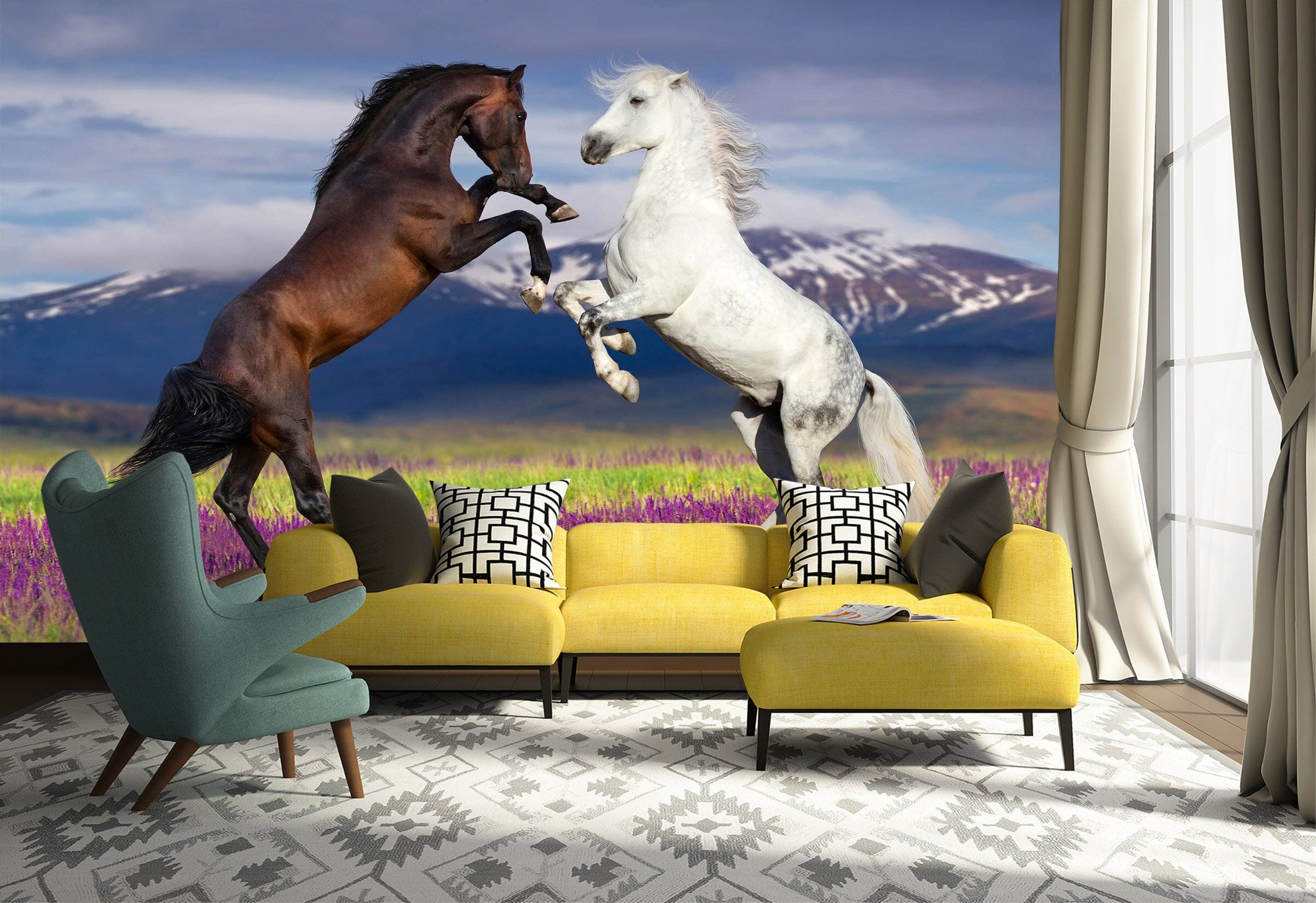3D Two Horses 1063 Wall Murals Wallpaper AJ Wallpaper 2 