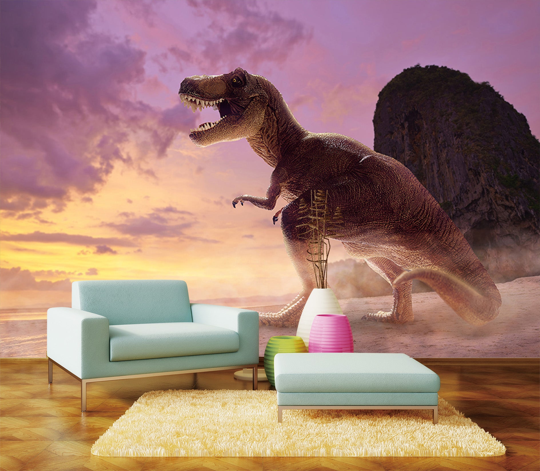 3D Dinosaur Roar 1566 Wall Murals