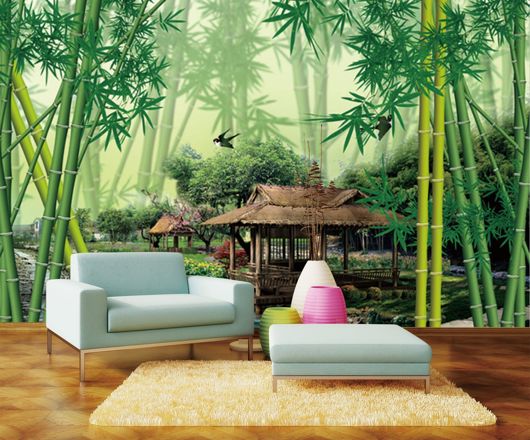 BAMBOO WALLPAPER 3D Wall Covering Peel and Stick Bamboo Art - Etsy