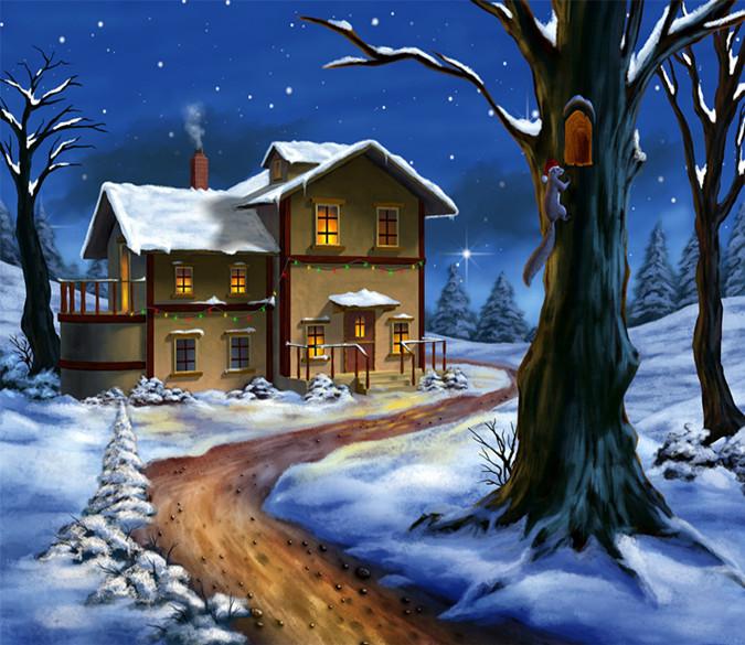 3D Christmas Eve Hut 663 Wallpaper AJ Wallpaper 
