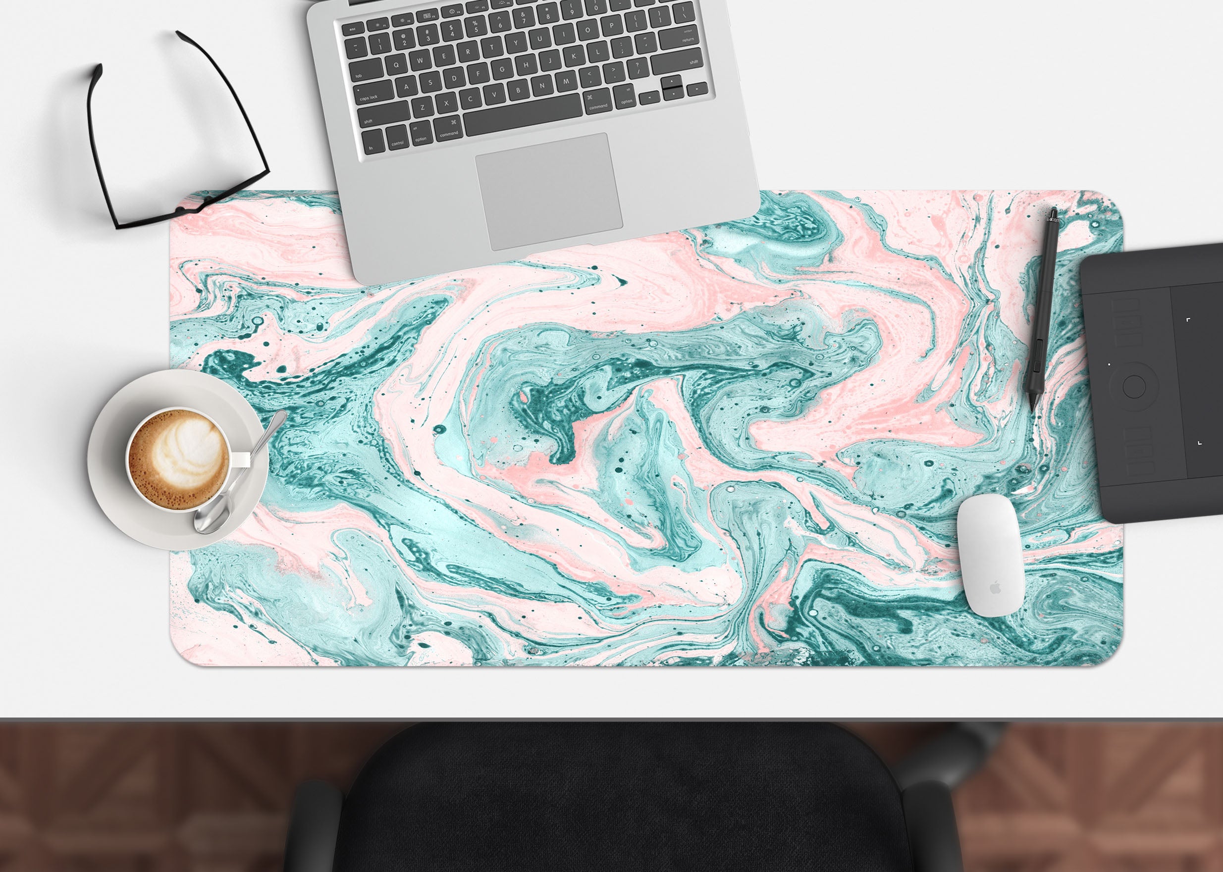 3D Green Lines 18009 Desk Mat