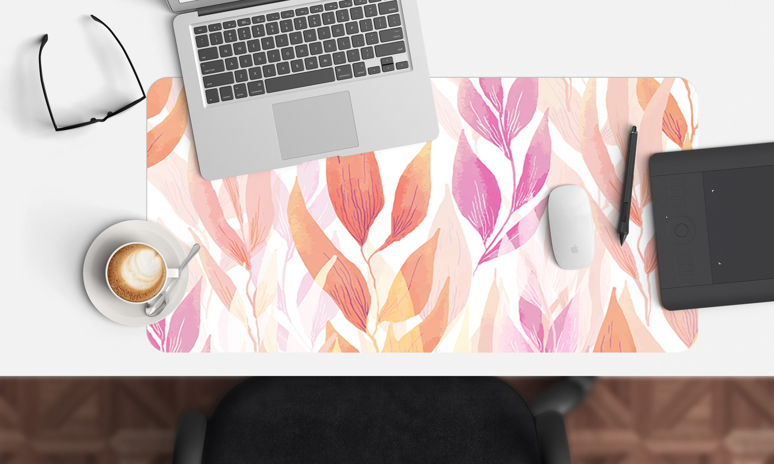 3D Red Leaves 17077 Desk Mat