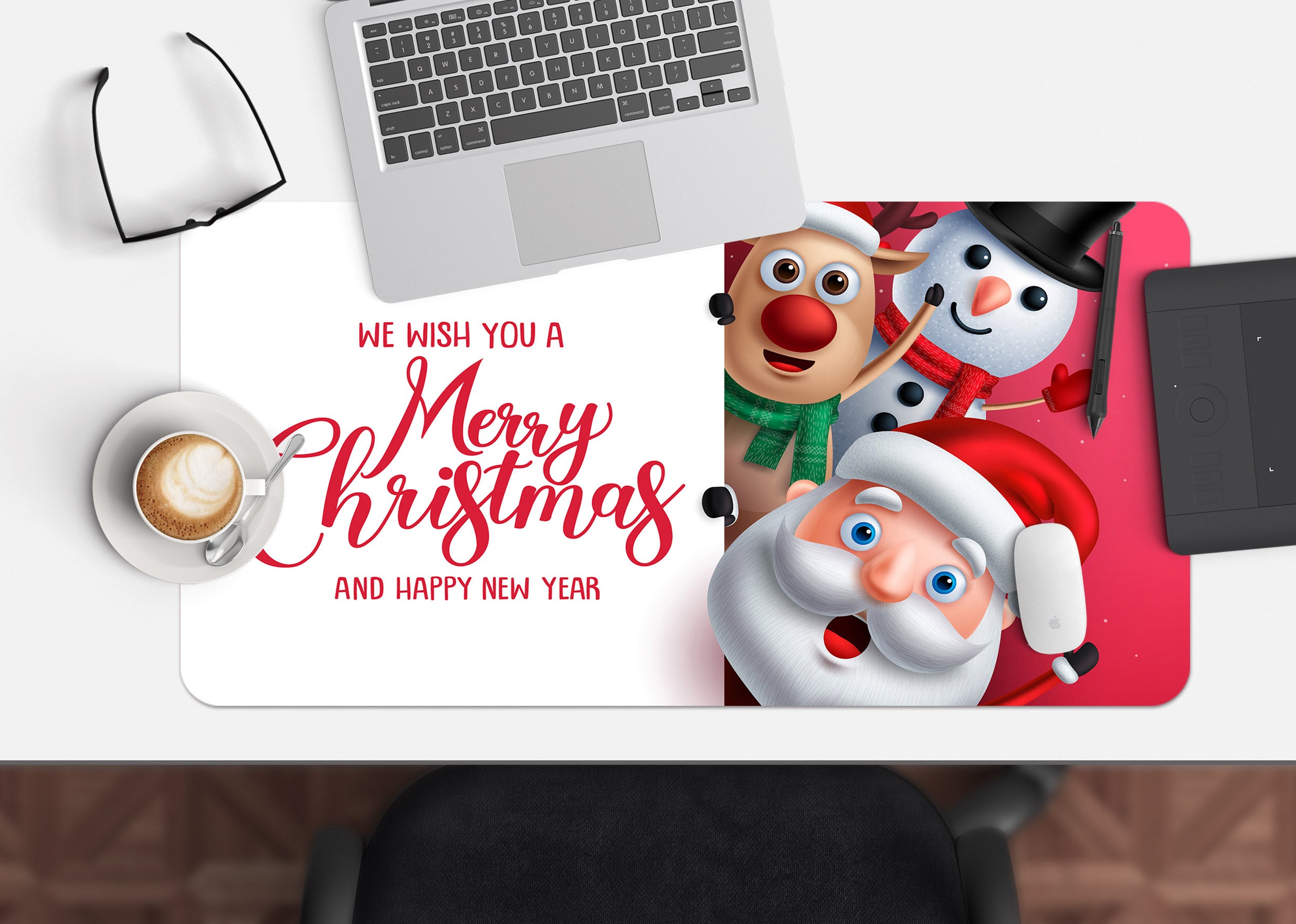 3D Santa Claus Deer 51224 Christmas Desk Mat Xmas