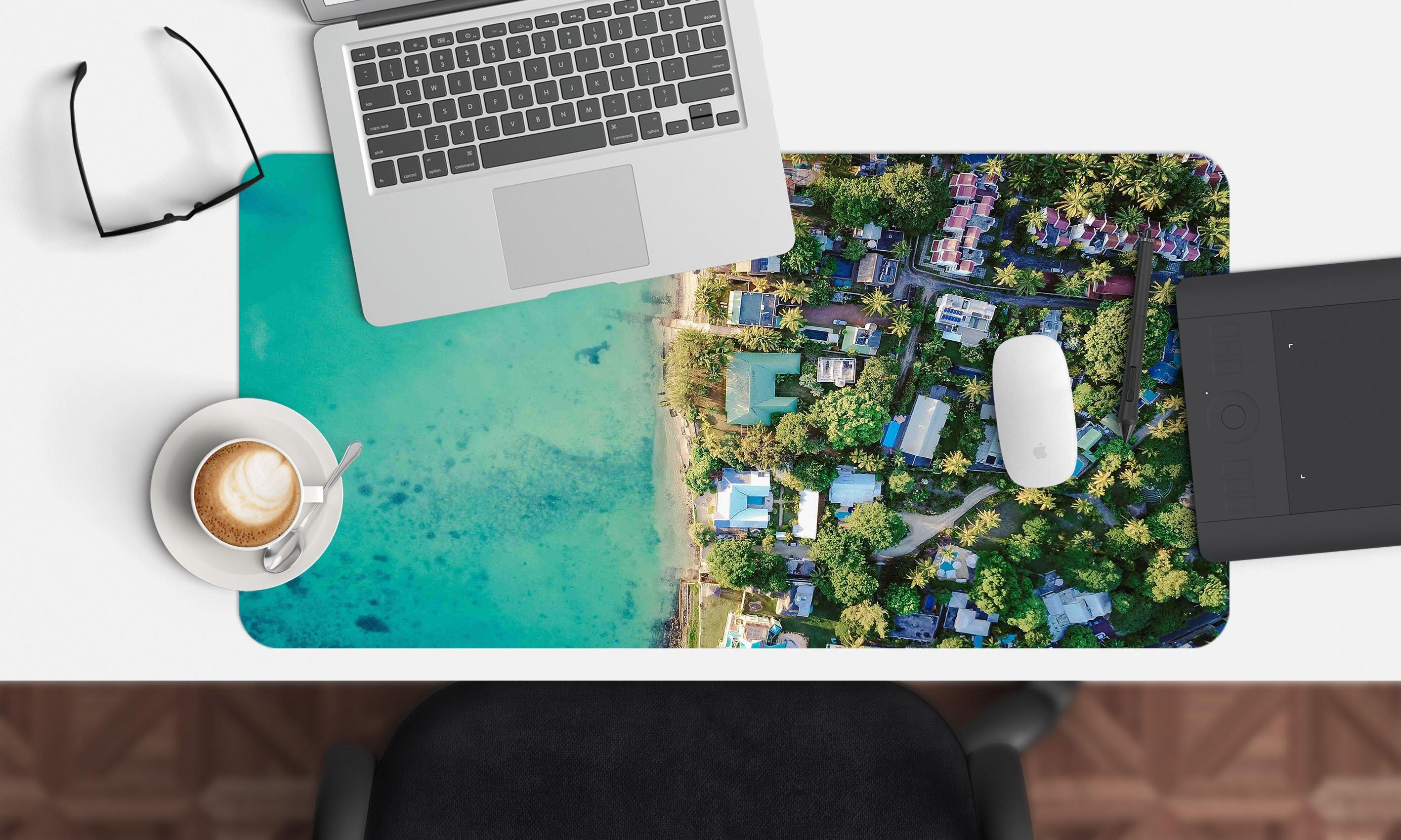 3D Sea Town 123 Desk Mat Mat AJ Creativity Home 