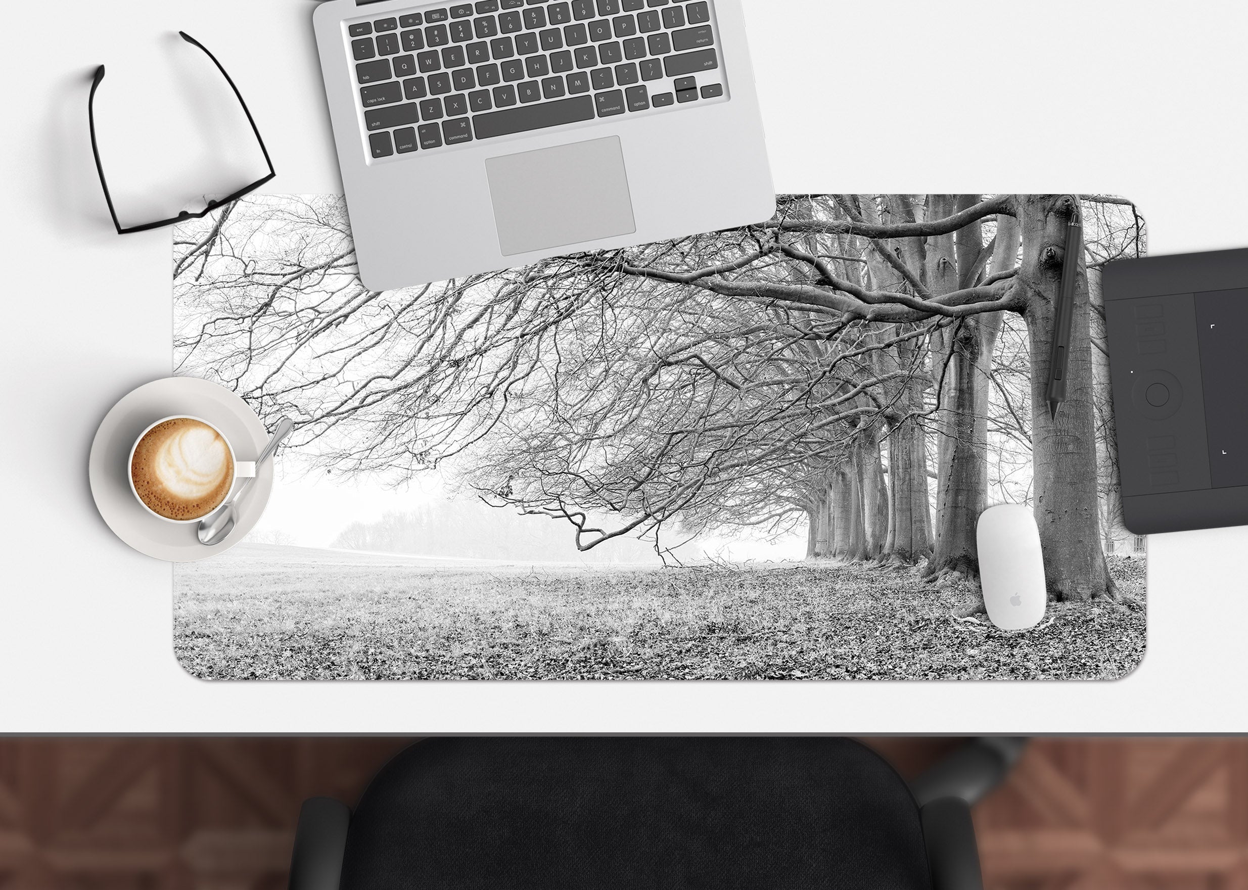 3D Gray Branches Trees 7770 Assaf Frank Desk Mat